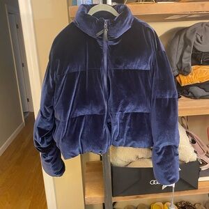 Fabletics Midnight Blue Velvet Puffer Jacket